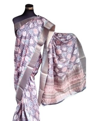 Grey cotton saree with blouse